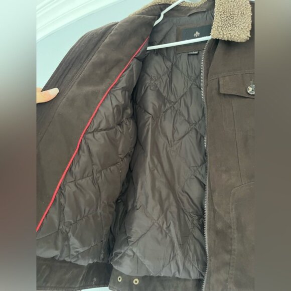 Rainforest Brown Hooded Coat Mens Size L Faux Suede Winter Jacket - Picture 7 of 10